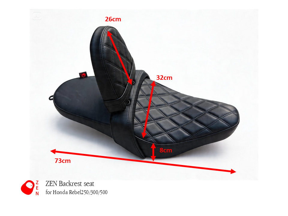 Rebel-001 ZEN Backrest seat for Honda Rebel250/300/500