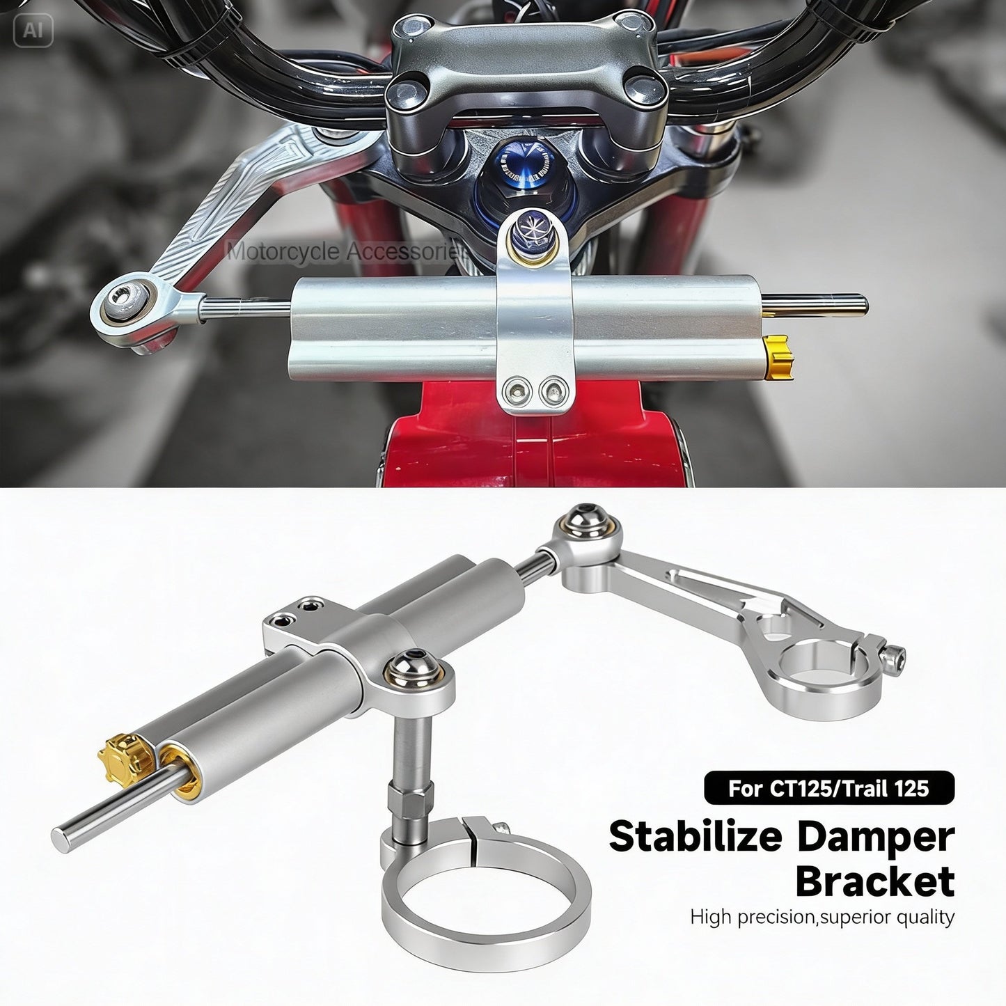 Honda CT125 Hunter CNC Aluminum Steering Stabilizing Damper Shock Absorber Mount Kit (tax not included/shipping included)
